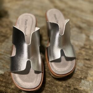 Size 6 silver Pierre Dumas wedge/heel.